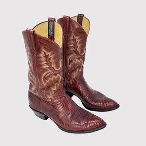 Panhandle Slim Mens Western Boots Brown Leather Lizard Exotic Pointed US 10D